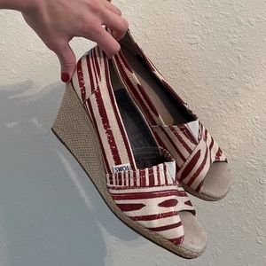 TOMS wedge heels espadrille peep toe size 11